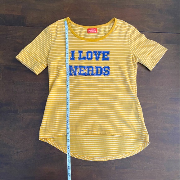 HERBENCH Yellow Printed Tee Stripes I LOVE NERDS Shortsleeves - Picture 5 of 9
